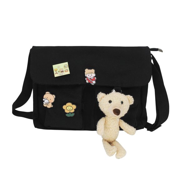 Crossbody Bag, Canvas Crossbody Bags With Adjustable Shoulder Strap, Cute O_O - Picture 1 of 4